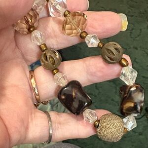 Chic Brown and Gold Beaded Bracelet